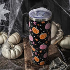 Halloween Tumbler with Lid and Straw 40oz,Pink Pumpkin Star Moon Vacuum Insulated Leak Proof Fall Tumbler,Goth Cute Spooky Gift Women Girls,Halloween Accessories Stainless Steel Coffee Cup - Image 2