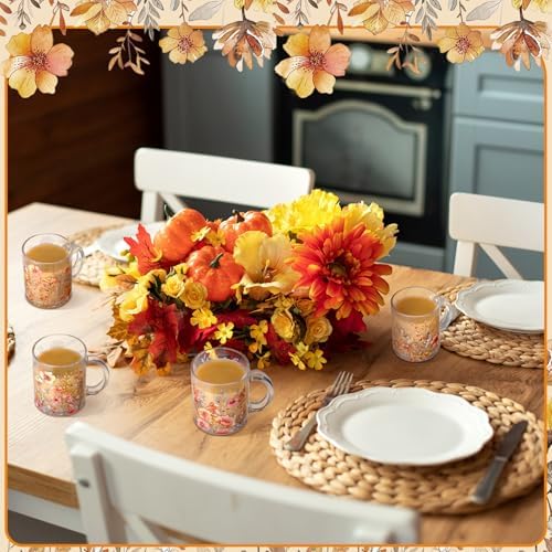 Tioncy 4 Pcs Fall Floral Glass Coffee Mugs 12 oz - Image 6