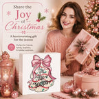 Pink Christmas Decor, Christmas Decorations Indoor, Coquette Bow Xmas Tree Cakes Sign Gift for Women Friends, Rustic Farmhouse Wooden Box Sign for Home Office Bedroom Desk Decor 5x5 Inches - Image 6