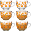 Sliner 6 Pcs Fall Pumpkin Coffee Mugs 16 oz Glass Irish Cups with Handle by Sliner