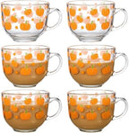 Sliner 6 Pcs Fall Pumpkin Coffee Mugs 16 oz Glass Irish Cups with Handle by Sliner