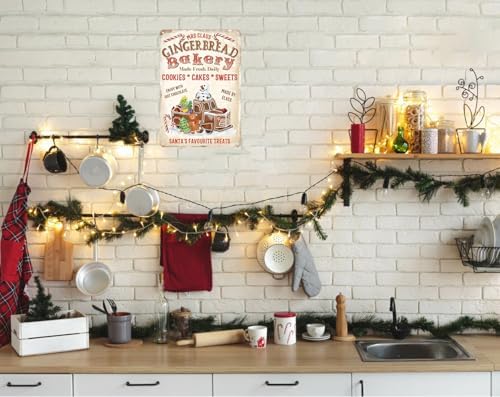 Artlunar Vintage Christmas Decor Gifts Rustic Christmas Mrs Claus Gingerbread Bakery Santa‘s Favorite Treats Tin Sign for Home Farmhouse Kicthen Cafe Bar Wall Decor 8 x 12 inches (3244) - Image 5