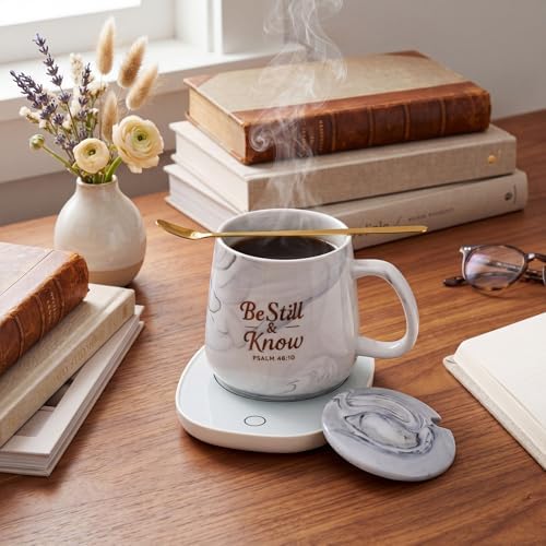 Bokon Be Still and Know Christian Gift Coffee Mug and Desk Warmer Set 12 oz - Image 4