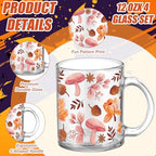 Tioncy 4 Pcs Fall Coffee Mugs 12 oz Pumpkin Harvest Glass Cups - Image 3