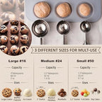Ice Cream Scoop, 3Pcs Cookie Scoop Set, Stainless Steel Ice Cream Scooper with Trigger Release, Large/Medium/Small Cookie Scooper for Baking, Cookie Scoops for Baking Set of 3 with Cookie Dough Scoop - Image 5