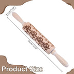 Embossed Wooden Rolling Pin Flower Leaves Print 35cm Rolling Pin - Image 2