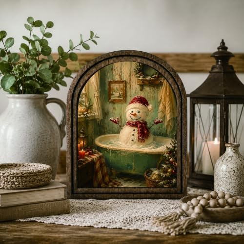 Snowman Bathtub Arched Table Sign, Christmas Farmhouse Shelf Decor - Image 7
