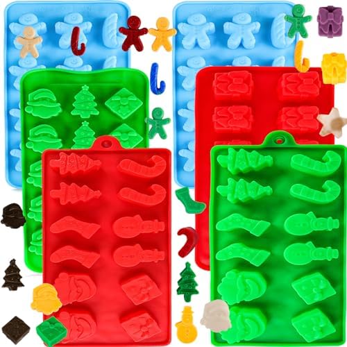 Christmas Silicone Molds Christmas Chocolate Mold Candy Molds for Baking Sweet Treats,Cake Xmas Gift Handmade Soap Candles with Shape of Christmas Tree Santa Head for Christmas Party, Home Baking by Winerming