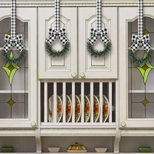 Retrowavy 12 Pcs Small Christmas Kitchen Cabinet Wreaths with Ribbon - Image 4