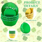 JarThenaAMCS 200Pcs St. Patrick's Day Foil Cupcake Liners Baking Cups Green Gold Foil Metallic Cupcake Wrappers Muffin Liners for Irish Holiday Birthday Party Supplies - Image 3