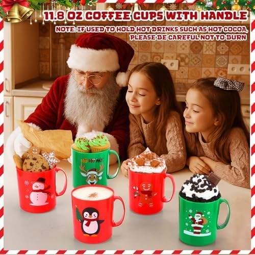 Potchen 24 Pcs Christmas Plastic Mugs Bulk 12 oz, Christmas - Image 6