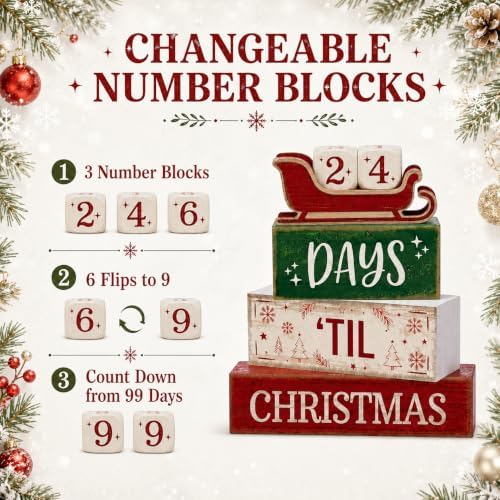 Christmas Countdown Decorations Indoor, Christmas Table Decor for Home - Image 3
