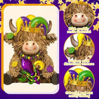 2 Pack Mardi Gras Highland Cow Figurines Mardi Gras Gifts - Image 4