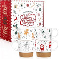 QIKSION 16oz Christmas Mugs, Large Coffee Mugs Set of 4, Holiday Hot Chocolate Ceramic Mug Gift Set for Family, Friends and Colleagues by QIKSION