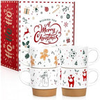 QIKSION 16oz Christmas Mugs, Large Coffee Mugs Set of 4, Holiday Hot Chocolate Ceramic Mug Gift Set for Family, Friends and Colleagues by QIKSION