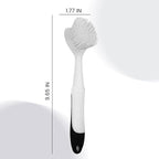Dish Brush with Handle, Dish Scrub Brush with Built-in Scraper, Nylon Dish - Image 2