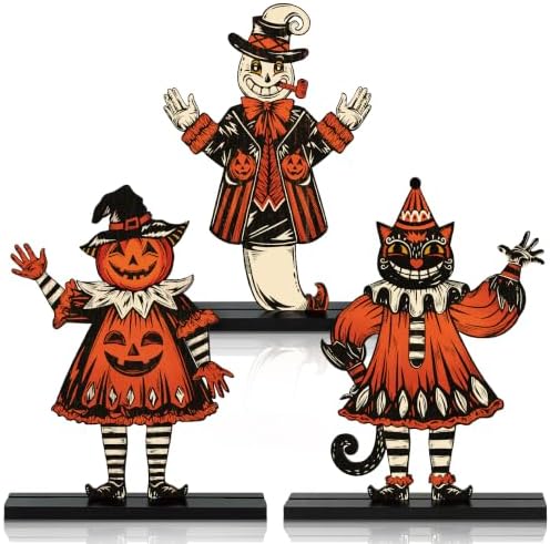 3 Pcs Halloween Decorations Indoor, Wooden Vintage Halloween Kitchen Decor by Golibra