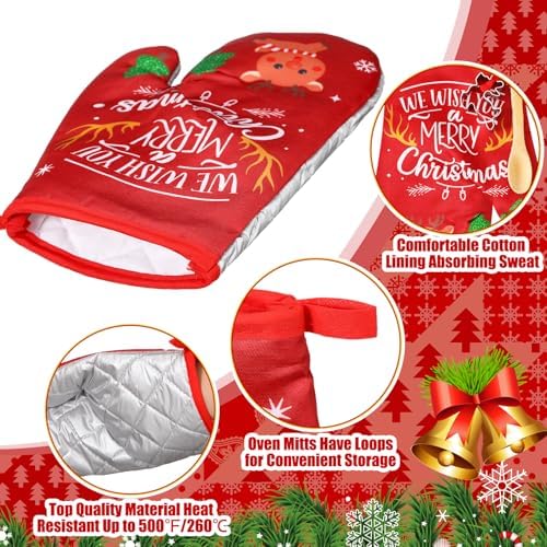 Qinyoung 48 Pcs Christmas Kitchen Oven Mitts Pot Holders, Bright - Image 4