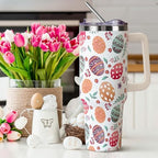 Easter Tumbler with Handle and Straw Lid 40 oz,Cute Easter Spring Gift for Women Men Eggs Floral Vacuum Insulated Leak Proof Stainless Steel Coffee Cup Mug - Image 2