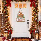 Christmas Decorations Gingerbread House Hanging Wooden Front Door Sign - Image 2