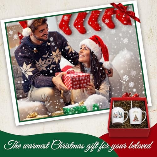 Didaey 6 Pcs Christmas Coffee Mugs Cups 11 oz Christmas Stainless Steel Tumbler Vacuum Insulated Coffee Cups with Handle Lid Straw Wine Mug for Winter Xmas Gift Holiday Party Supplies(Watercolor) - Image 6