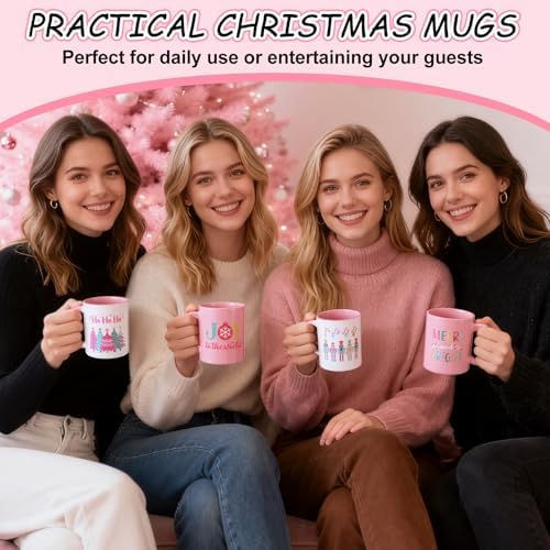 Didaey 6 Pcs Pink Christmas Mugs 12 oz Nutcracker Ceramic Coffee Cup Gifts - Image 5