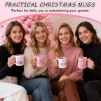 Didaey 6 Pcs Pink Christmas Mugs 12 oz Nutcracker Ceramic Coffee Cup Gifts - Image 5