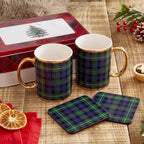 Havawish 4 Pcs Christmas Green Tartan Plaid Mugs 12 oz Holiday Coffee Mug - Image 3