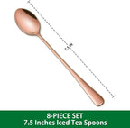 7.5 Inches Long Handle Coffee Stirring Spoons, Copper Stainless Steel Ice Cream - Image 2