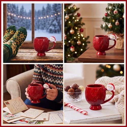Layhit 6 Pcs Christmas Coffee Mug Set 12 oz Red Sweater Ceramic Mugs - Image 4