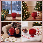 Layhit 6 Pcs Christmas Coffee Mug Set 12 oz Red Sweater Ceramic Mugs - Image 4