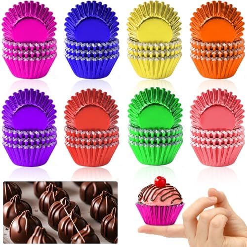 400pcs Mini Foil Cupcake Liners Cupcake Baking Cups, 8 Bright Colors by AUGSUN