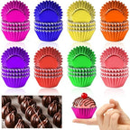 400pcs Mini Foil Cupcake Liners Cupcake Baking Cups, 8 Bright Colors by AUGSUN