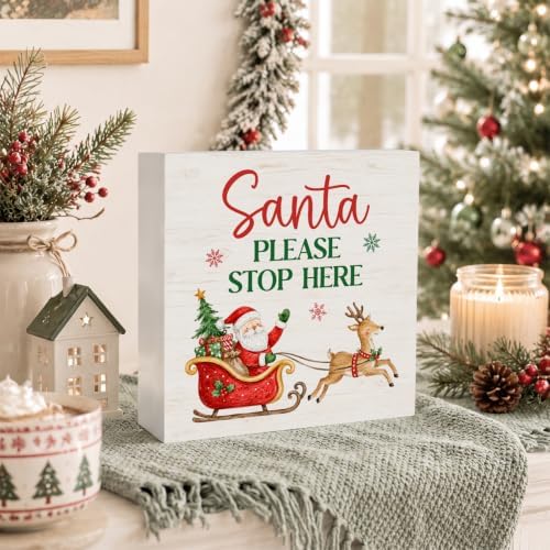 Funny Christmas Decor, Christmas Santa Claus Decorations Wooden Box Sign - Image 4