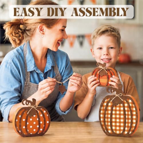 3 Pcs Fall Pumpkin Decor, Wooden Autumn Fall Decorations for Home - Image 6