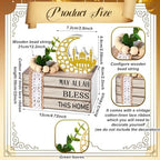 Eid Mubarak Decorations for Home Ramadan Decorations Wood Ramadan Mubarak Table Sign Golden Moon Eid Tiered Tray Sign for Islamic Muslim Table Indoor Shelf Office Gifts - Image 4