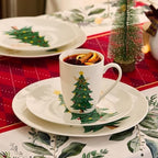 Christmas Tree Mugs Set of 6, 14oz Bone China Holiday Coffee Mugs, Microwave & Dishwasher Safe Xmas Hot Chocolate Mugs, Christmas Gift for Family (6pcs, Mugs) - Image 4