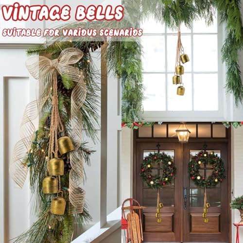 Christmas Bells for Decoration, Gold Metal Vintage Cow Bells - Image 4