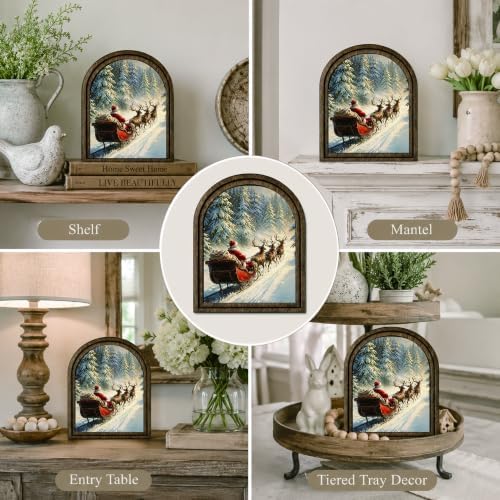 Santa Sleigh Forest Arched Table Sign, Rustic Christmas Decor - Image 5