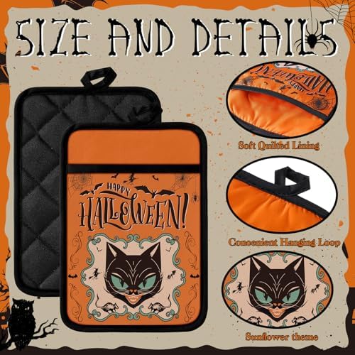 Jingmore 12 Pcs Halloween Pot Holders with Pocket Retro Housewarming Gifts - Image 4