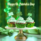SANNIX 450pcs St. Patrick's Day Cupcake Liners, Irish Clover Shamrock Print Baking Cupcake Green Wrappers Paper Muffin Liners for St. Patrick's Day Party Candy Cake Decorations Supplies(9 Designs) - Image 4