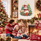 Christmas Decorations Snowman Christmas trees let It Snow Hanging Wood Sign - Image 5