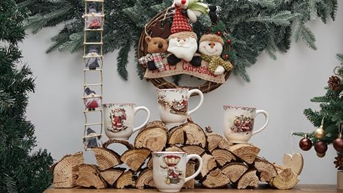 Bico Santa on the Way Ceramic Mug Set of 4, Christmas Coffee Mugs, 16oz Holiday Cups for Tea, Cocoa, or Hot Drinks, Microwave & Dishwasher Safe - Image 4