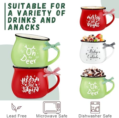Christmas Coffee Mug Set of 6, 12 oz Hot Cocoa Ceramic Coffee Mug, Stackable Mugs as Christmas Gift for Mom Woman Family Friends Colleagues - Image 5