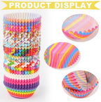 600 Pack Rainbow Cupcake Liners Cupcake Baking Cups Standard Size Rainbow Muffin Liners for Wedding Birthday Pride Party Candy Cake Decorations Supplies(12 Styles) - Image 3
