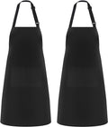 NLUS 2 Pack Kitchen Cooking Aprons, Adjustable Bib Soft Chef Apron by NLUS