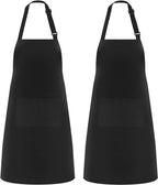 NLUS 2 Pack Kitchen Cooking Aprons, Adjustable Bib Soft Chef Apron by NLUS