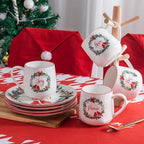Christmas Ceramic Coffee Mug Set of 6, 16 OZ Holiday Porcelain Mugs, Wreath with Red Cardinal design With words Hope,Peace, Cheer, Joy, Love, Believe Cups for Xmas Gift Party Supplies - Image 5