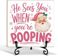 Christmas Bathroom Decor Wooden Signs Wood Plaque with Support Stand by ZEDEV
