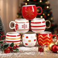 Jinei 6 Pcs Christmas Mug Set Christmas Ball Coffee Mug, Gold,Red, Retro by Jinei